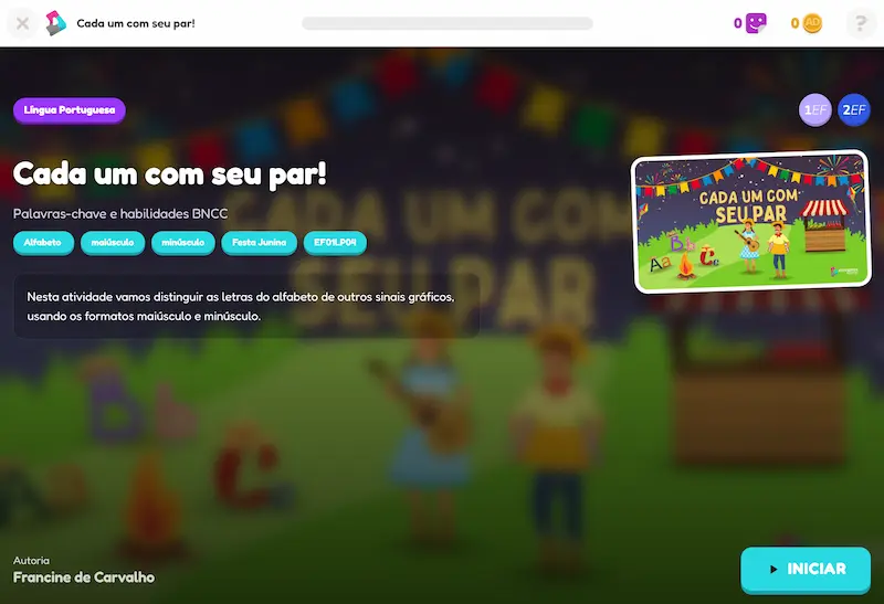 Exemplo de jogo educativo - Atividade de arrastar